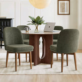 Athena Linen Upholstered Solid Wood Dining Chairs (Set of 4)