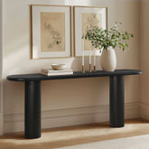 Baguette 70" Oval Black Solid Wood Console Table