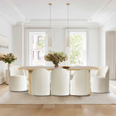 Baguette & Doris 86.5" Natural Rectangle Dining Table Set for 8 (9-Piece)