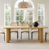 Baguette 86.5" Modern Rectangle Oak Large Dining Table
