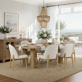 Havana Linen Upholstered Dining Chair with Solid Wood Legs (Set of 2)