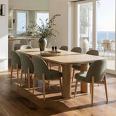 Baguette & Havana 86.5″ Rectangular Solid Oak Dining Table Set for 8 (9-Piece)