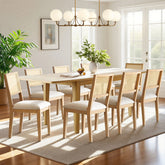 Chandler & Monica Solid Wood Rectangular Extendable Dining Table Set for 8 (9-Piece)