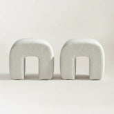 Lily 18'' Beige Boucle Upholstered Waterfall Ottoman (Set of 2)