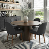 Athena Linen Upholstered Solid Wood Dining Chairs (Set of 2)